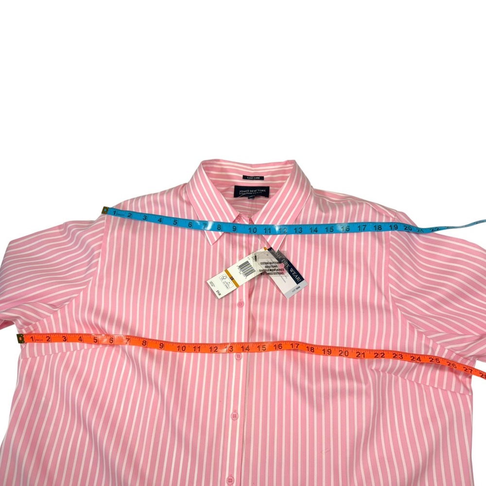 NEW Jones New York 3X Pink Striped Button Down Shirt Easy Care Preppy Officecore - Picture 5 of 8